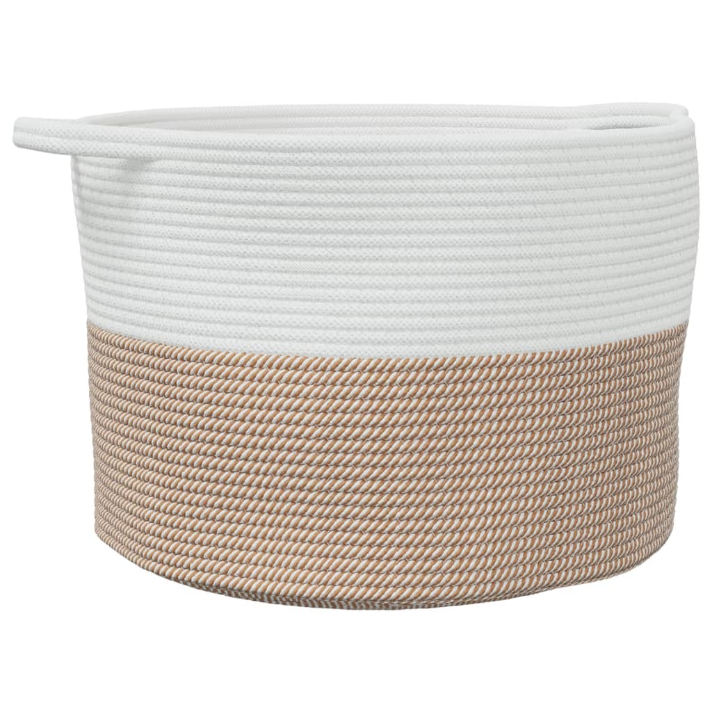Laundry basket brown and white Ø55x36 cm cotton
