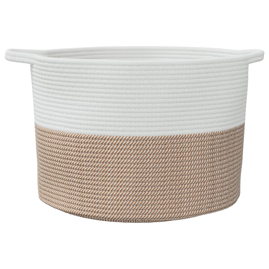 Laundry basket brown and white Ø55x36 cm cotton