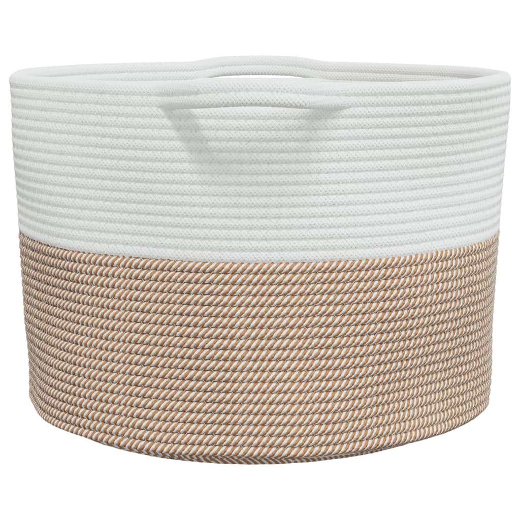 Laundry basket brown and white Ø55x36 cm cotton