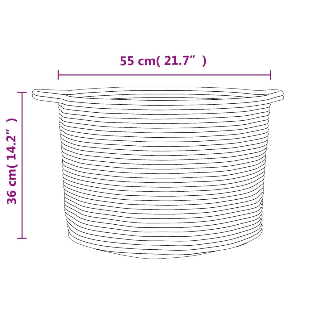 Laundry basket brown and white Ø55x36 cm cotton