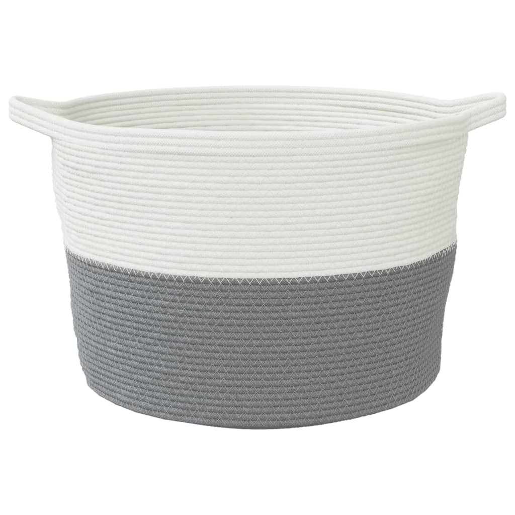 Laundry basket grey and white Ø60x36 cm cotton