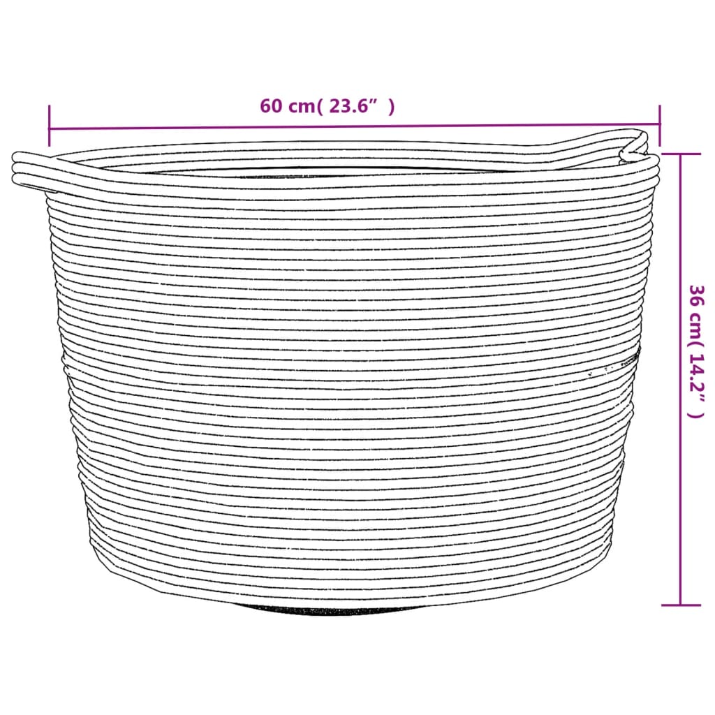 Laundry basket beige and white Ø60x36 cm cotton