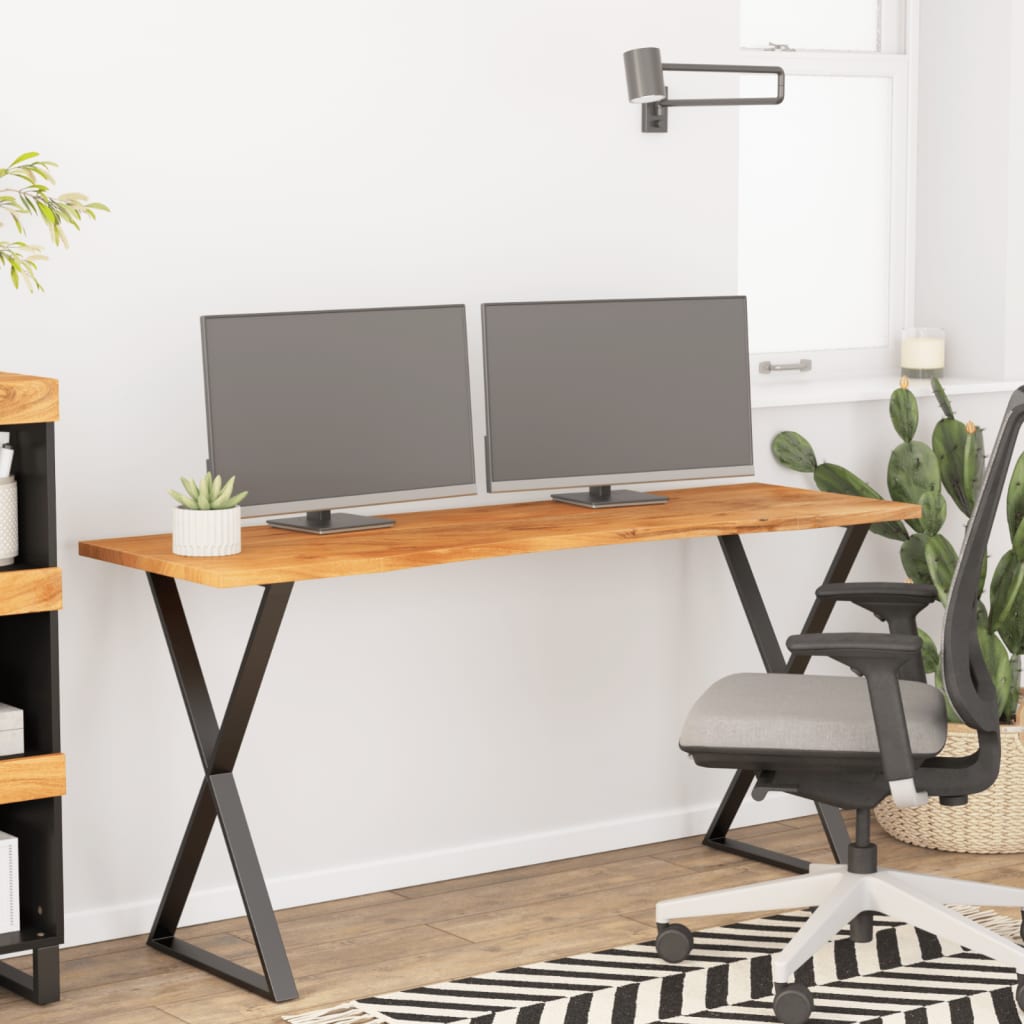 Desk top 140x50x2.5 cm rectangular solid wood acacia