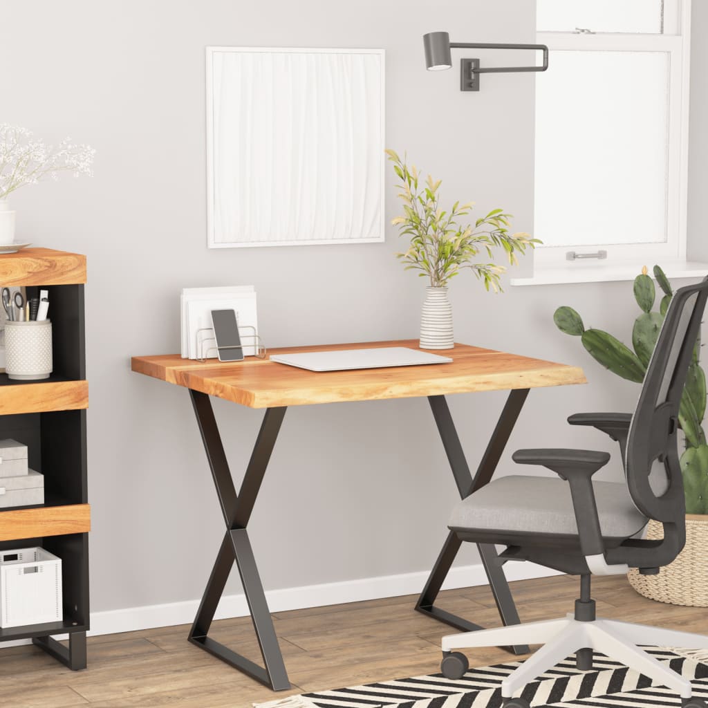 Desk top 90x80x2.5 cm solid acacia wood tree edge