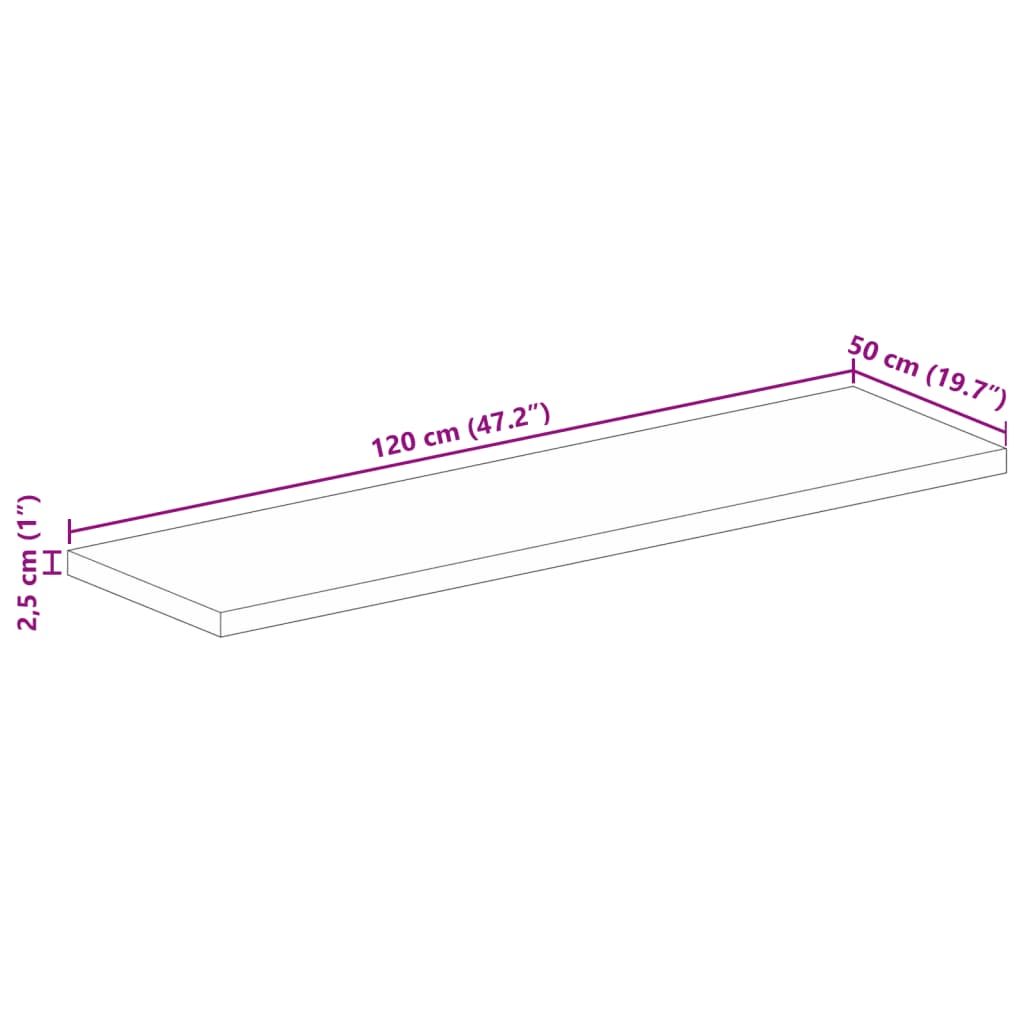 Tischplatte 120x50x2,5 cm Rechteckig Massivholz Akazie