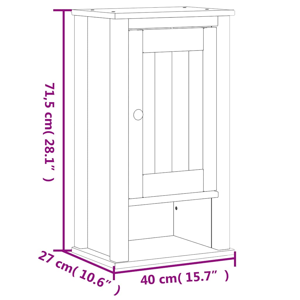 Bathroom wall cabinet BERG white 40x27x71.5 cm solid pine wood
