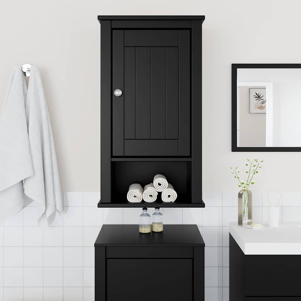 Bathroom wall cabinet BERG Black 40x27x71.5 cm solid pine wood