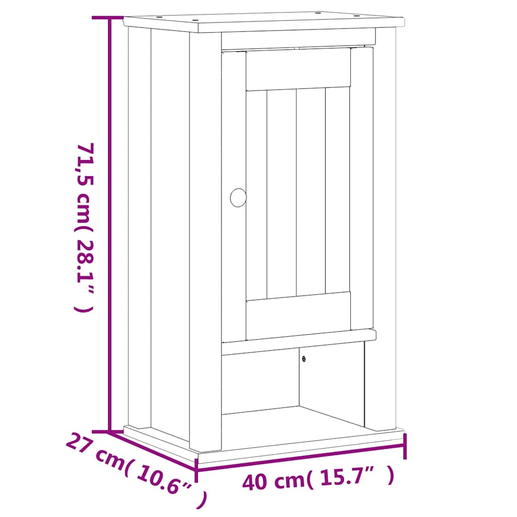 Bathroom wall cabinet BERG Black 40x27x71.5 cm solid pine wood
