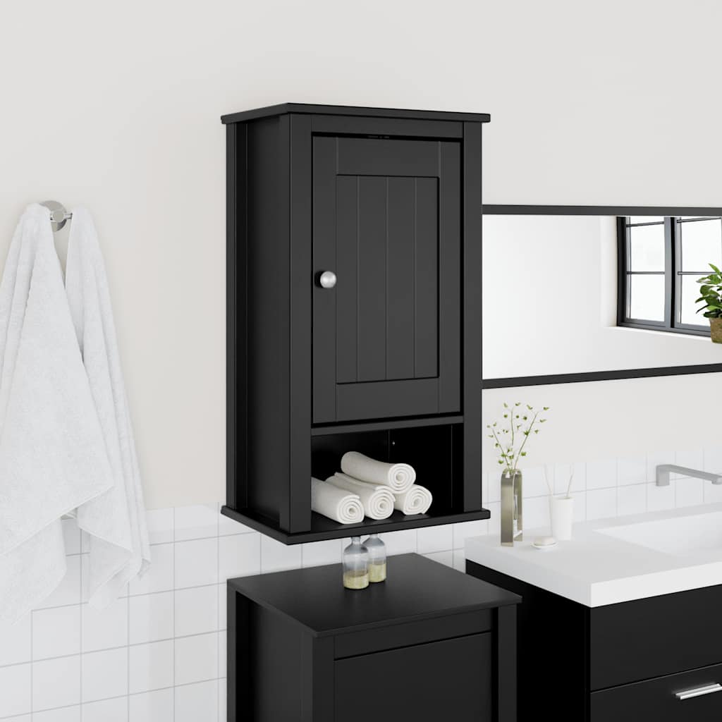 Bathroom wall cabinet BERG Black 40x27x71.5 cm solid pine wood