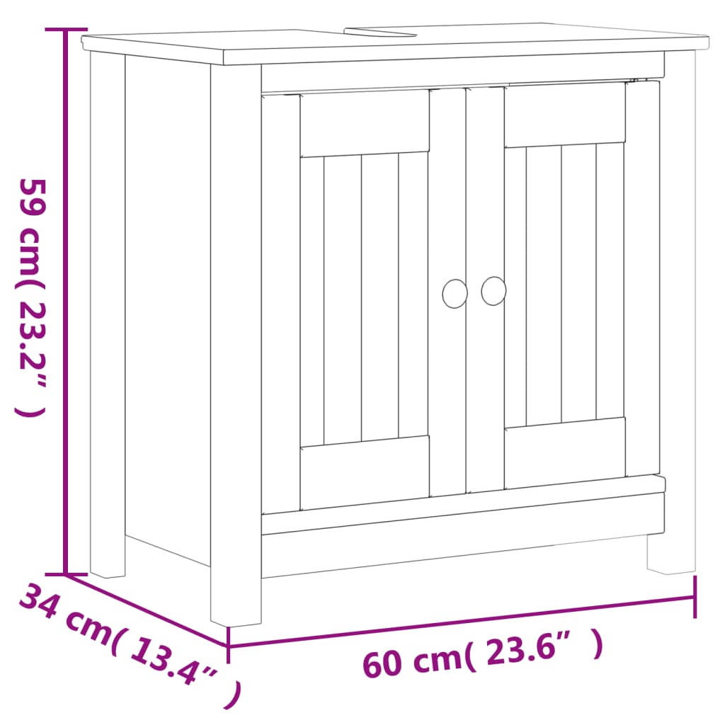Washbasin cabinet BERG White 60x34x59 cm solid pine wood