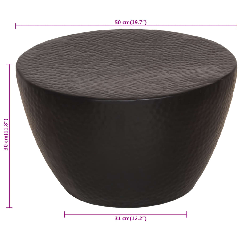 Table basse aluminium martelé Ø 50x30 cm noir