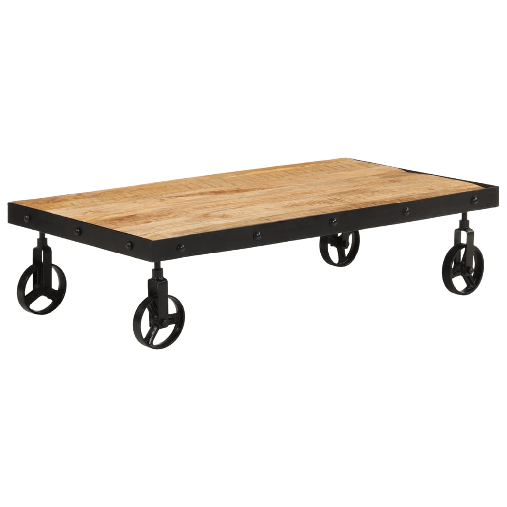 Couchtisch mit Rollen Massivholz Mango 100x55x26 cm