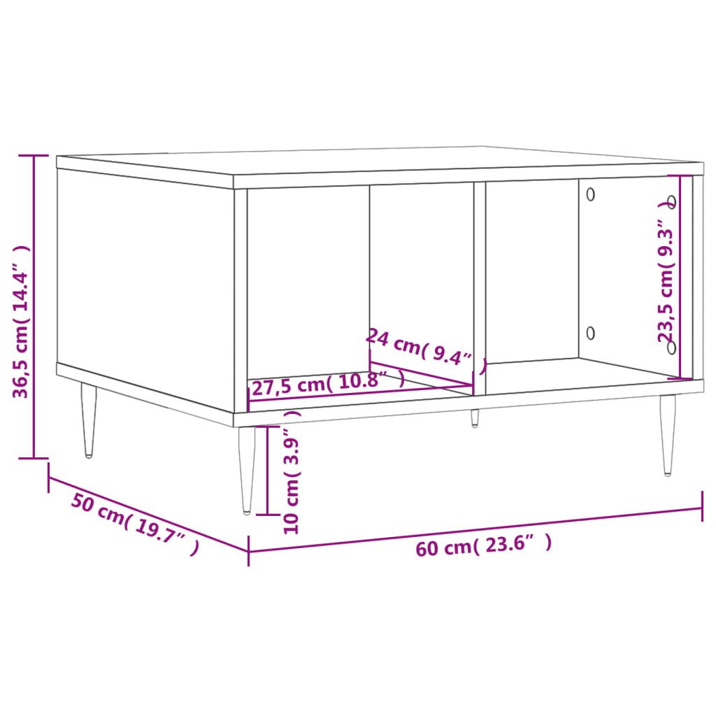 Coffee table Sonoma oak 60x50x36.5 cm wood material
