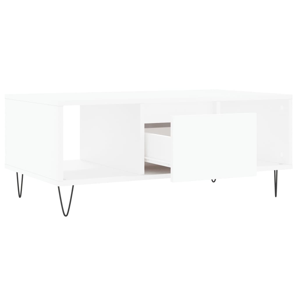 Table basse blanche 90x50x36,5 cm en bois