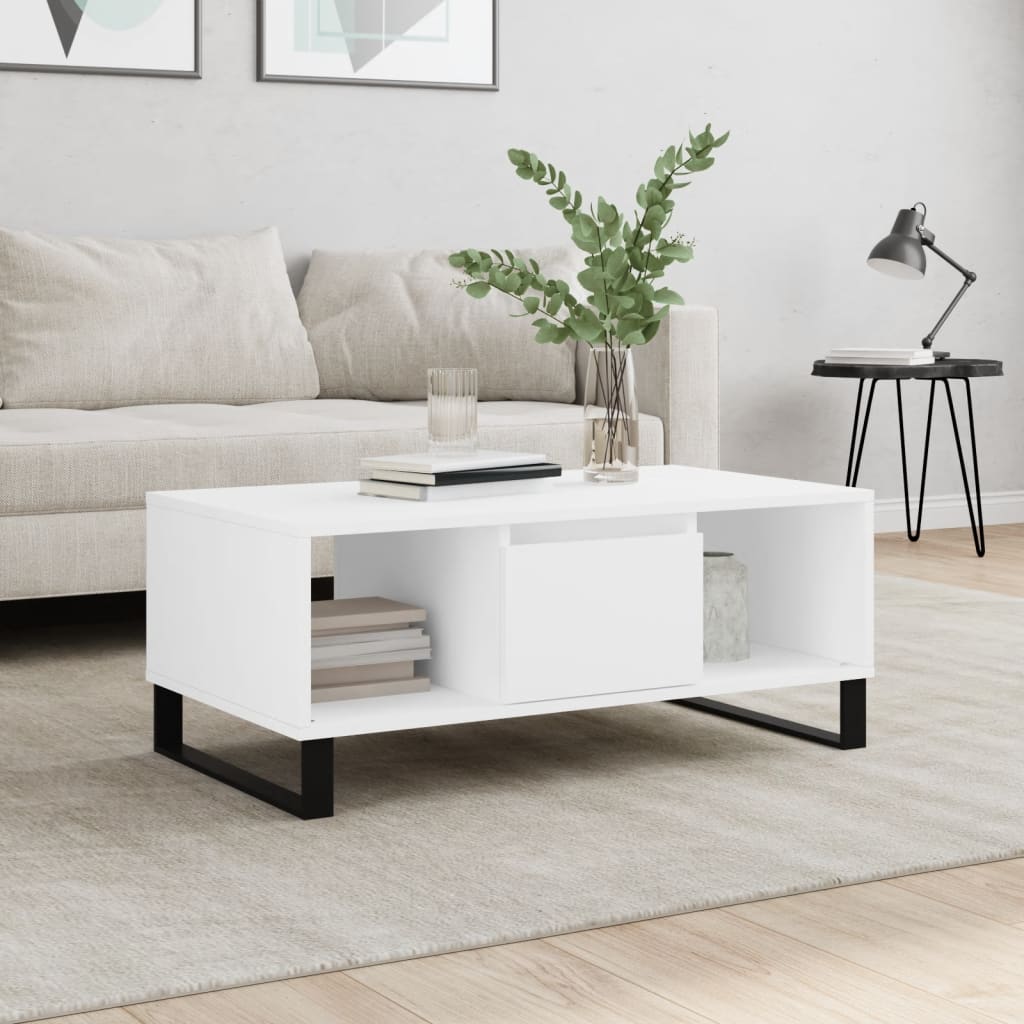 Coffee Table White 90x50x36.5 cm Wood Material