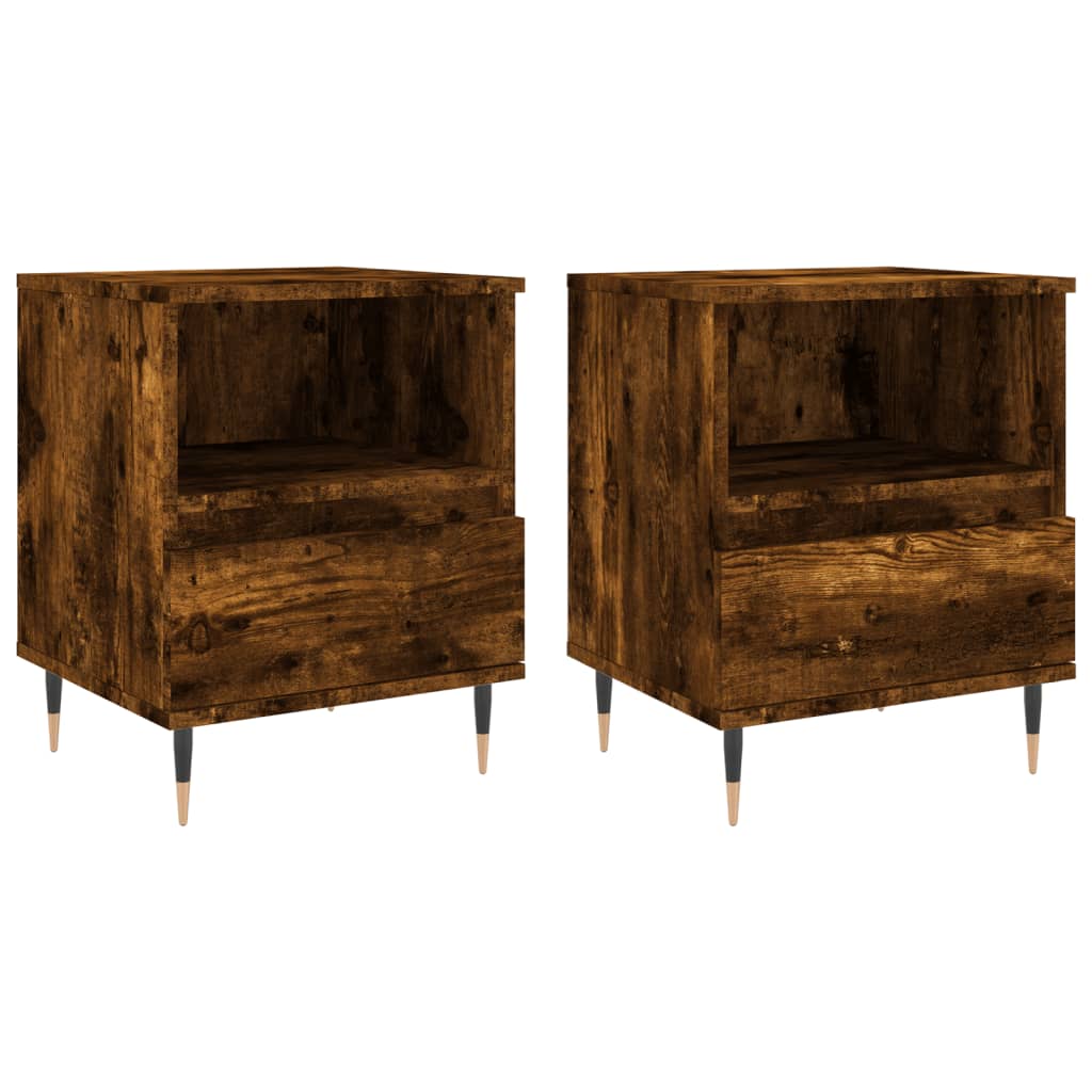 Tables de chevet 2 pcs. chêne fumé 40x35x50 cm matériau bois