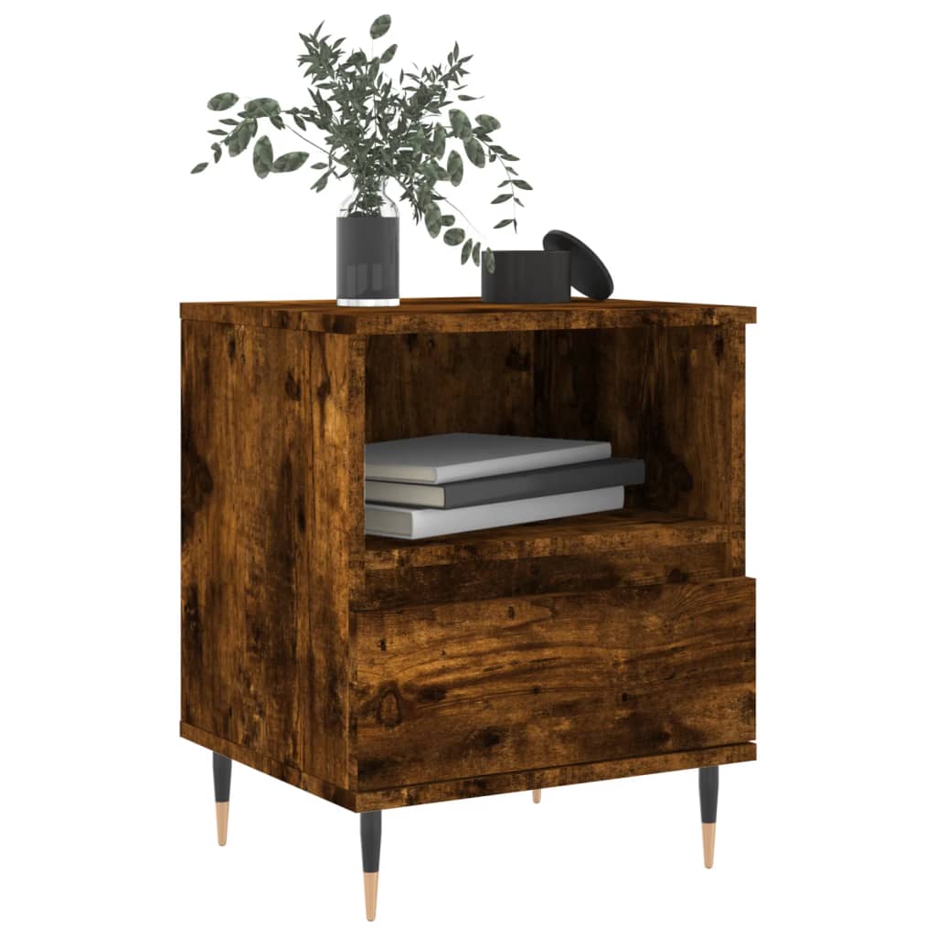 Tables de chevet 2 pcs. chêne fumé 40x35x50 cm matériau bois