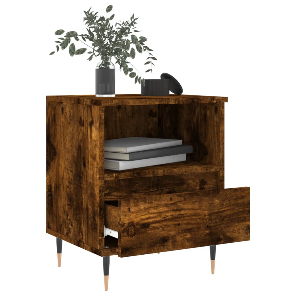 Tables de chevet 2 pcs. chêne fumé 40x35x50 cm matériau bois