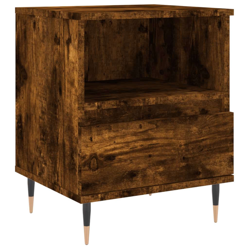 Tables de chevet 2 pcs. chêne fumé 40x35x50 cm matériau bois