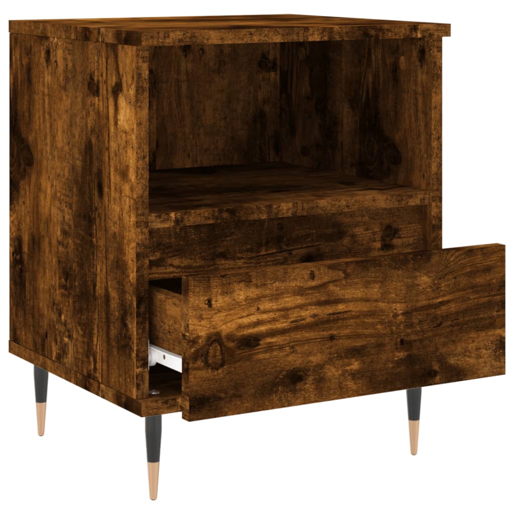 Tables de chevet 2 pcs. chêne fumé 40x35x50 cm matériau bois