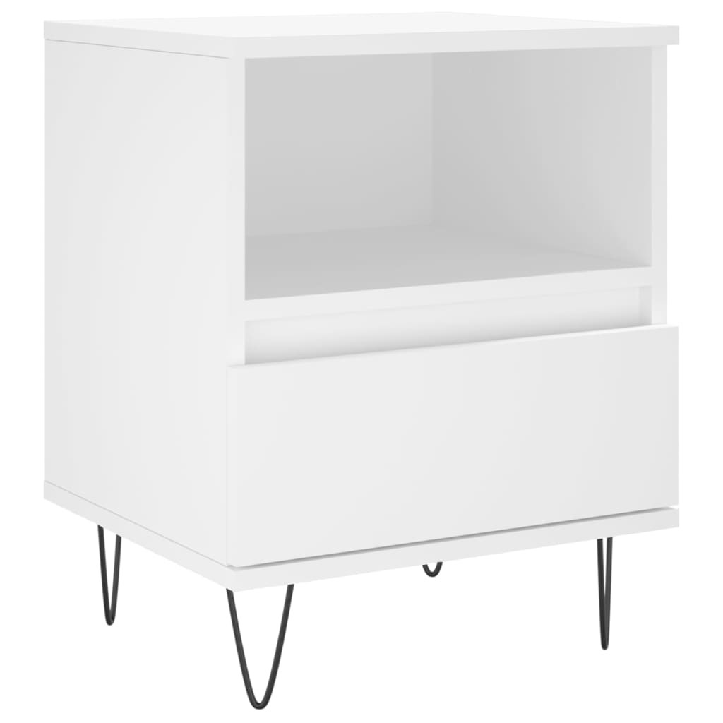 Table de chevet blanche 40x35x50 cm en bois