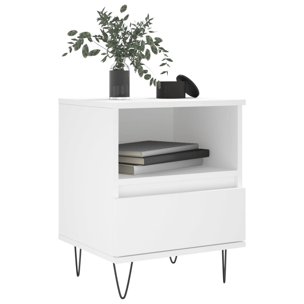 Table de chevet blanche 40x35x50 cm en bois