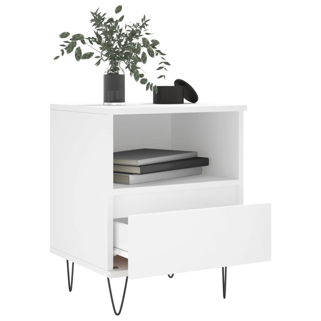 Table de chevet blanche 40x35x50 cm en bois