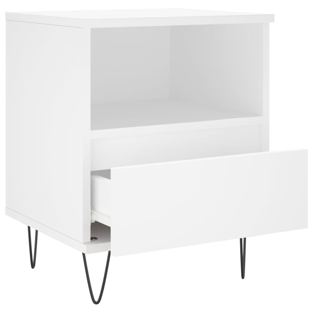 Table de chevet blanche 40x35x50 cm en bois