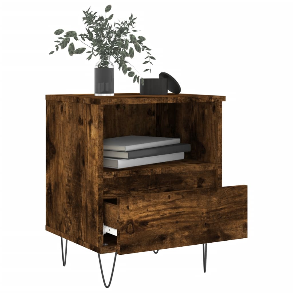 Bedside table smoked oak 40x35x50 cm wood material