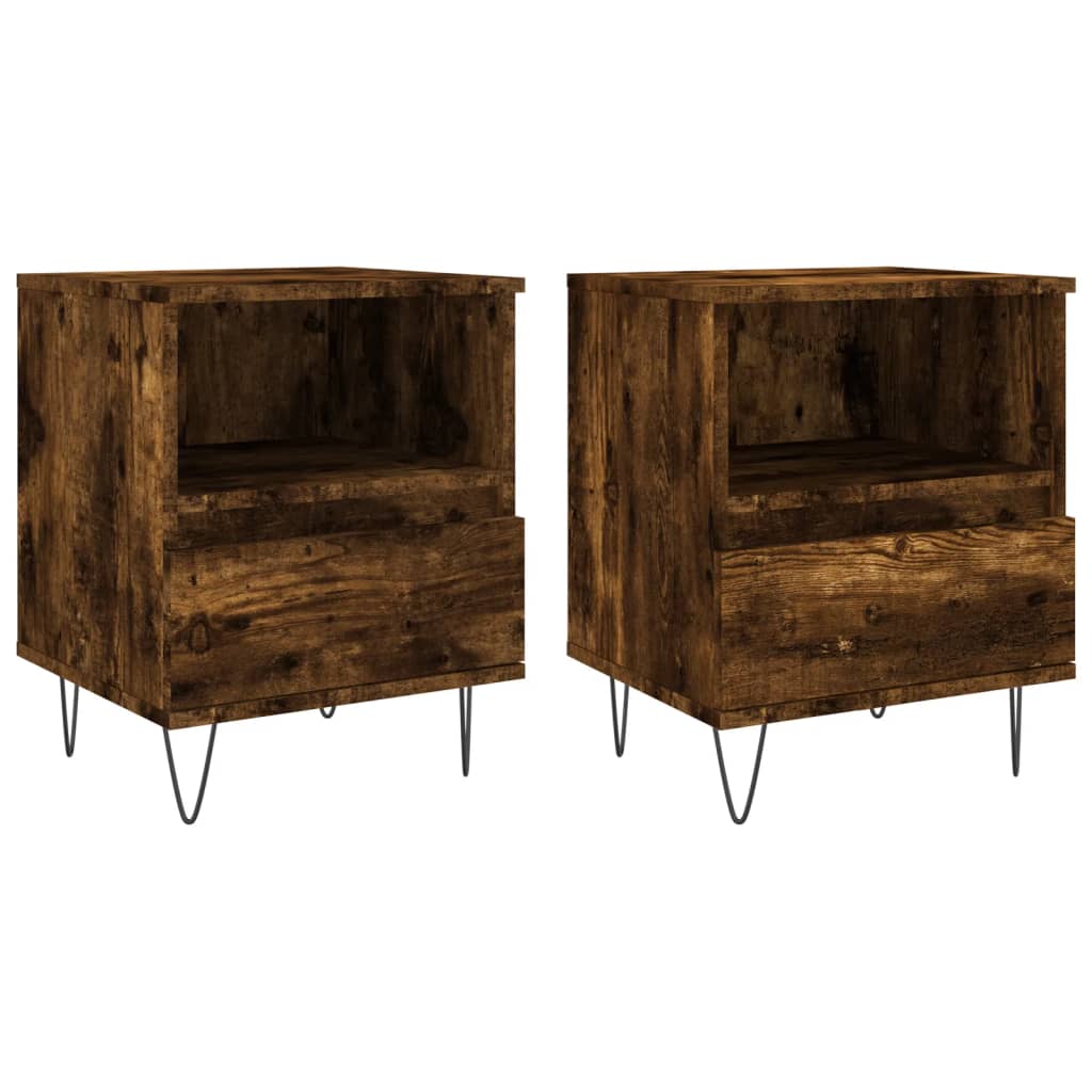 Tables de chevet 2 pcs. chêne fumé 40x35x50 cm matériau bois