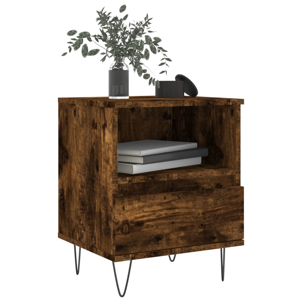 Tables de chevet 2 pcs. chêne fumé 40x35x50 cm matériau bois