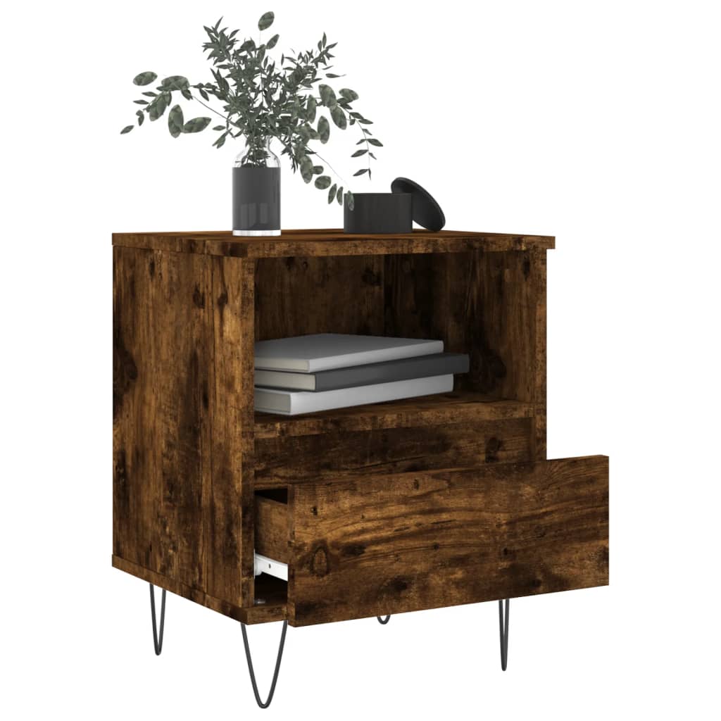 Tables de chevet 2 pcs. chêne fumé 40x35x50 cm matériau bois