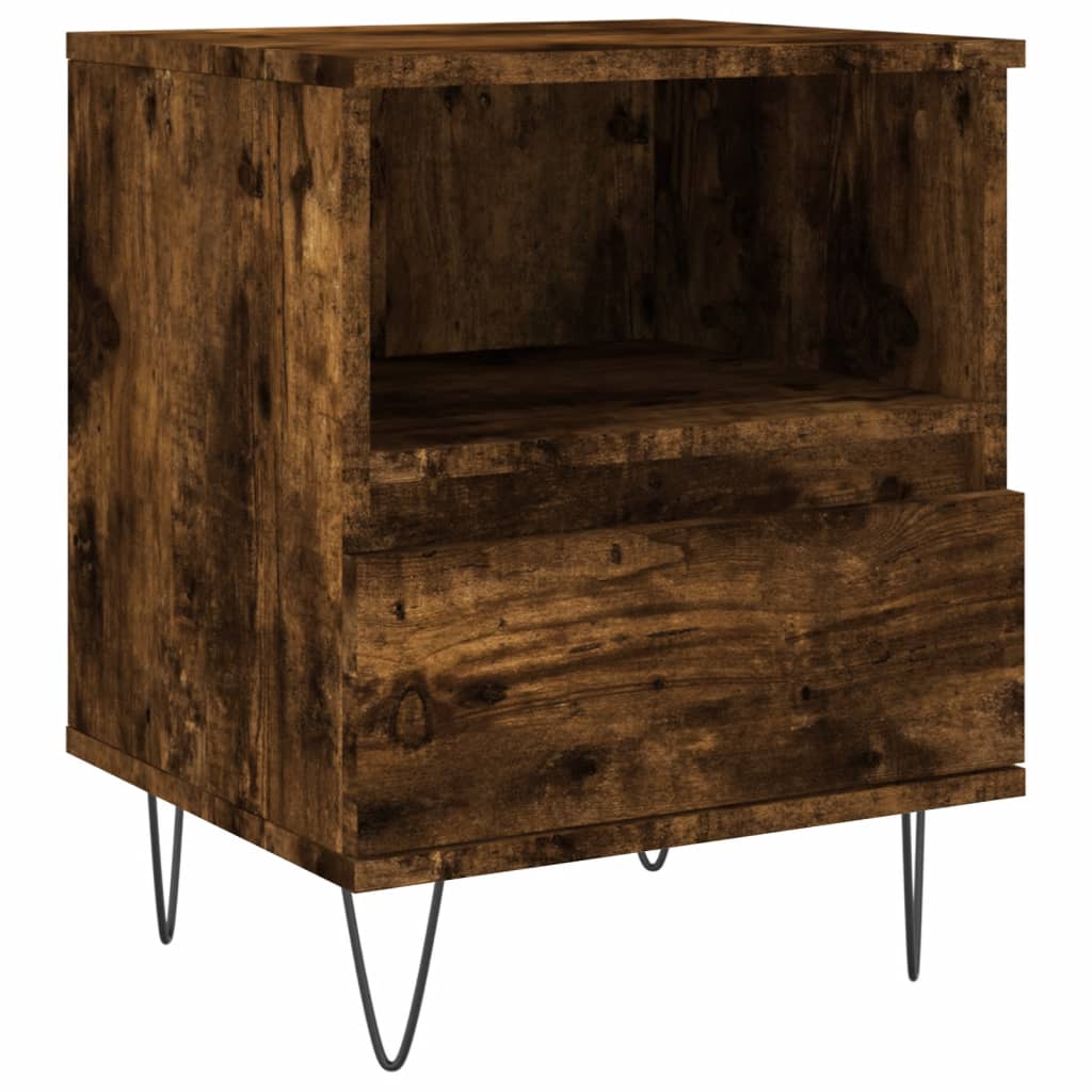 Tables de chevet 2 pcs. chêne fumé 40x35x50 cm matériau bois