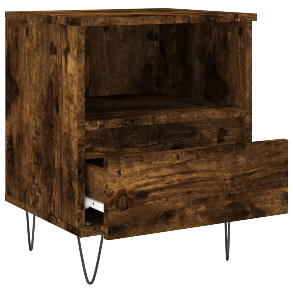Tables de chevet 2 pcs. chêne fumé 40x35x50 cm matériau bois