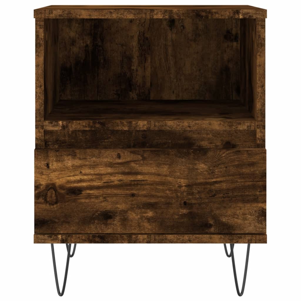 Tables de chevet 2 pcs. chêne fumé 40x35x50 cm matériau bois