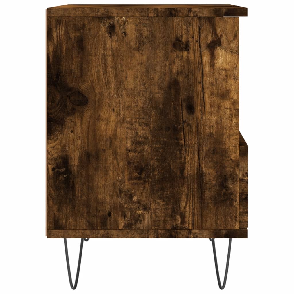 Tables de chevet 2 pcs. chêne fumé 40x35x50 cm matériau bois