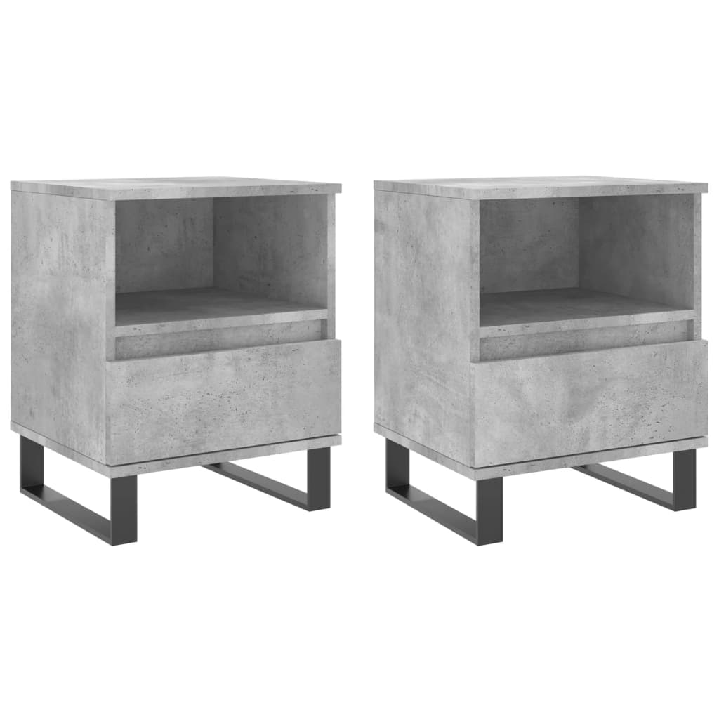 Bedside tables 2 pcs. Concrete grey 40x35x50 cm wood material