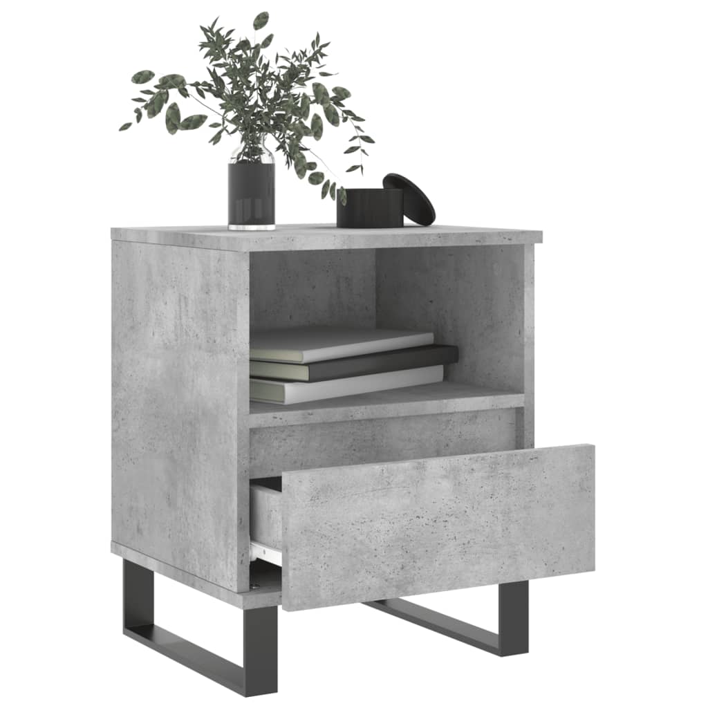Bedside tables 2 pcs. Concrete grey 40x35x50 cm wood material