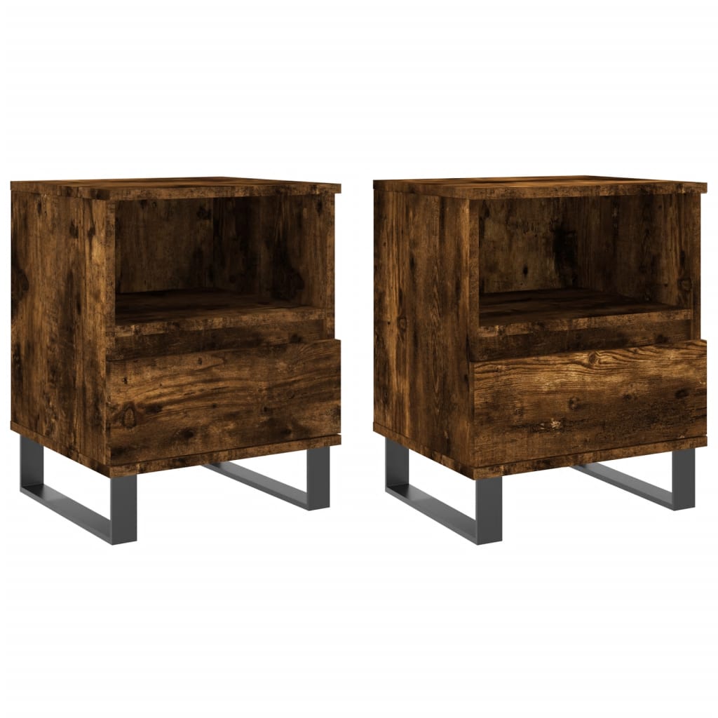 Tables de chevet 2 pcs. chêne fumé 40x35x50 cm matériau bois