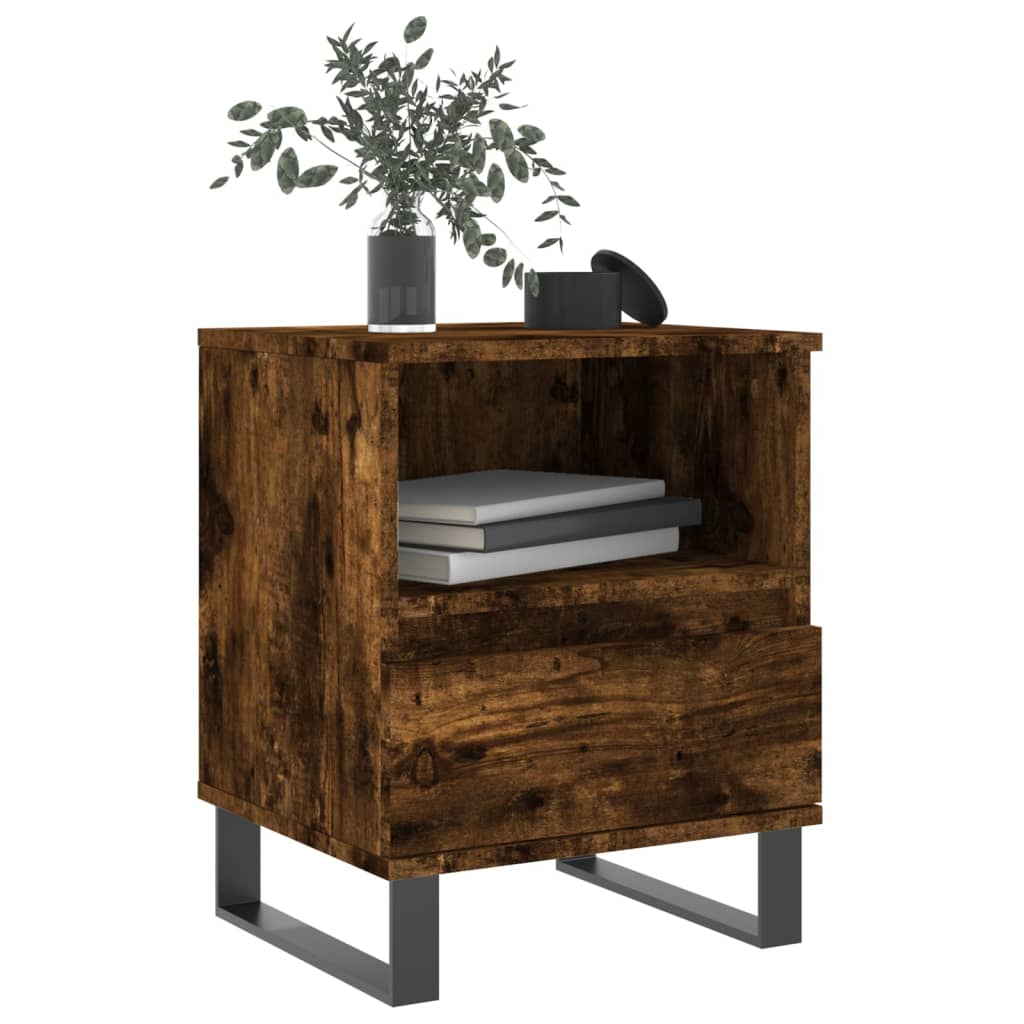 Tables de chevet 2 pcs. chêne fumé 40x35x50 cm matériau bois