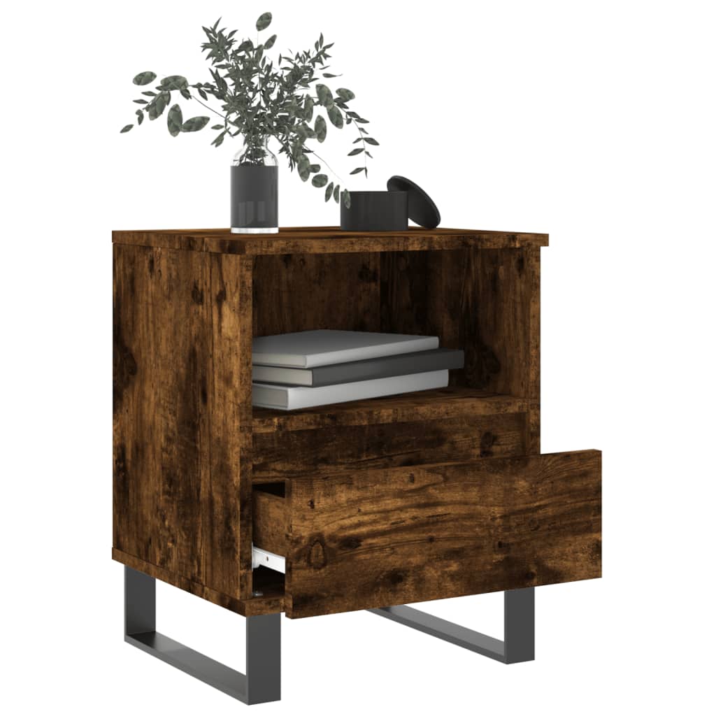Tables de chevet 2 pcs. chêne fumé 40x35x50 cm matériau bois