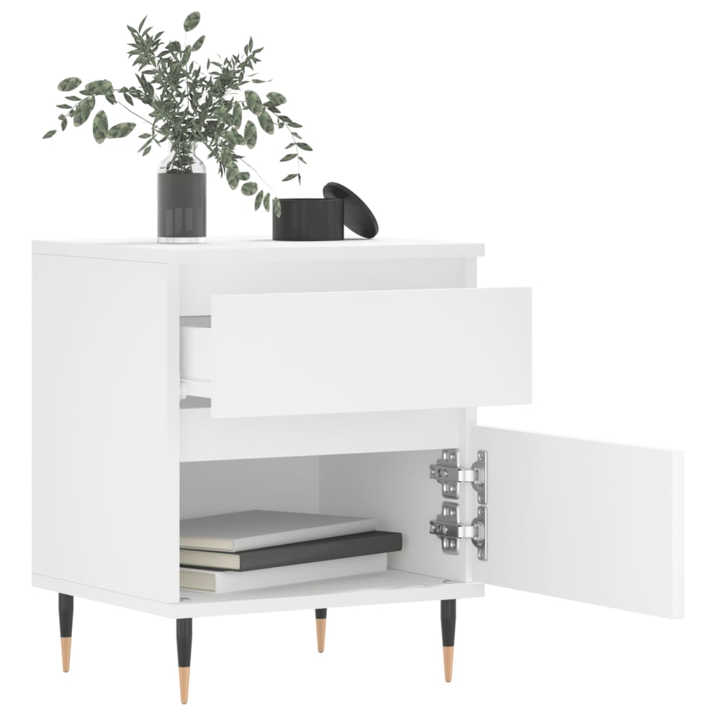 Table de chevet blanche 40x35x50 cm en bois
