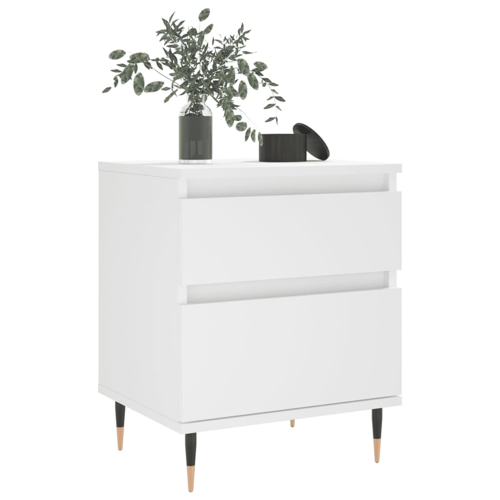 Table de chevet blanche 40x35x50 cm en bois