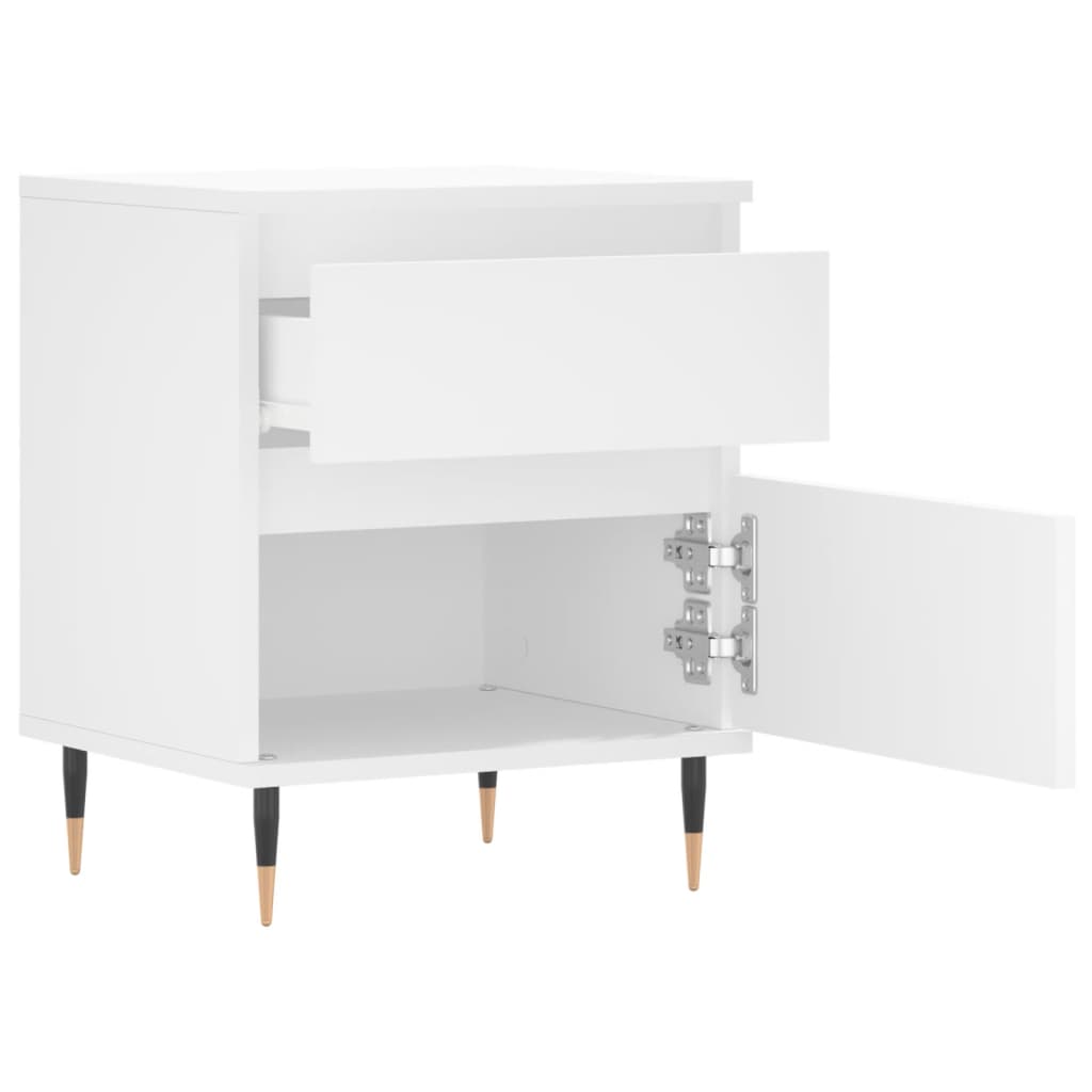 Table de chevet blanche 40x35x50 cm en bois