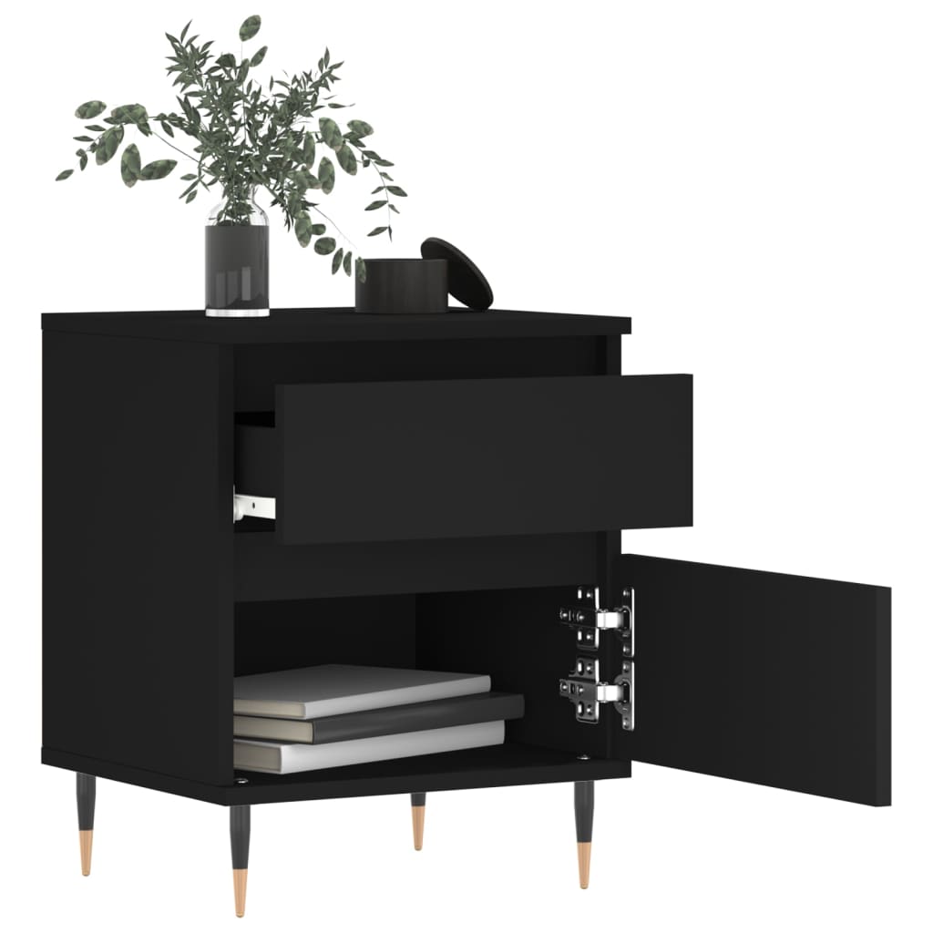 Bedside Table Black 40x35x50 cm Wood Material