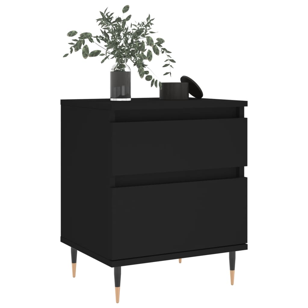 Bedside Table Black 40x35x50 cm Wood Material