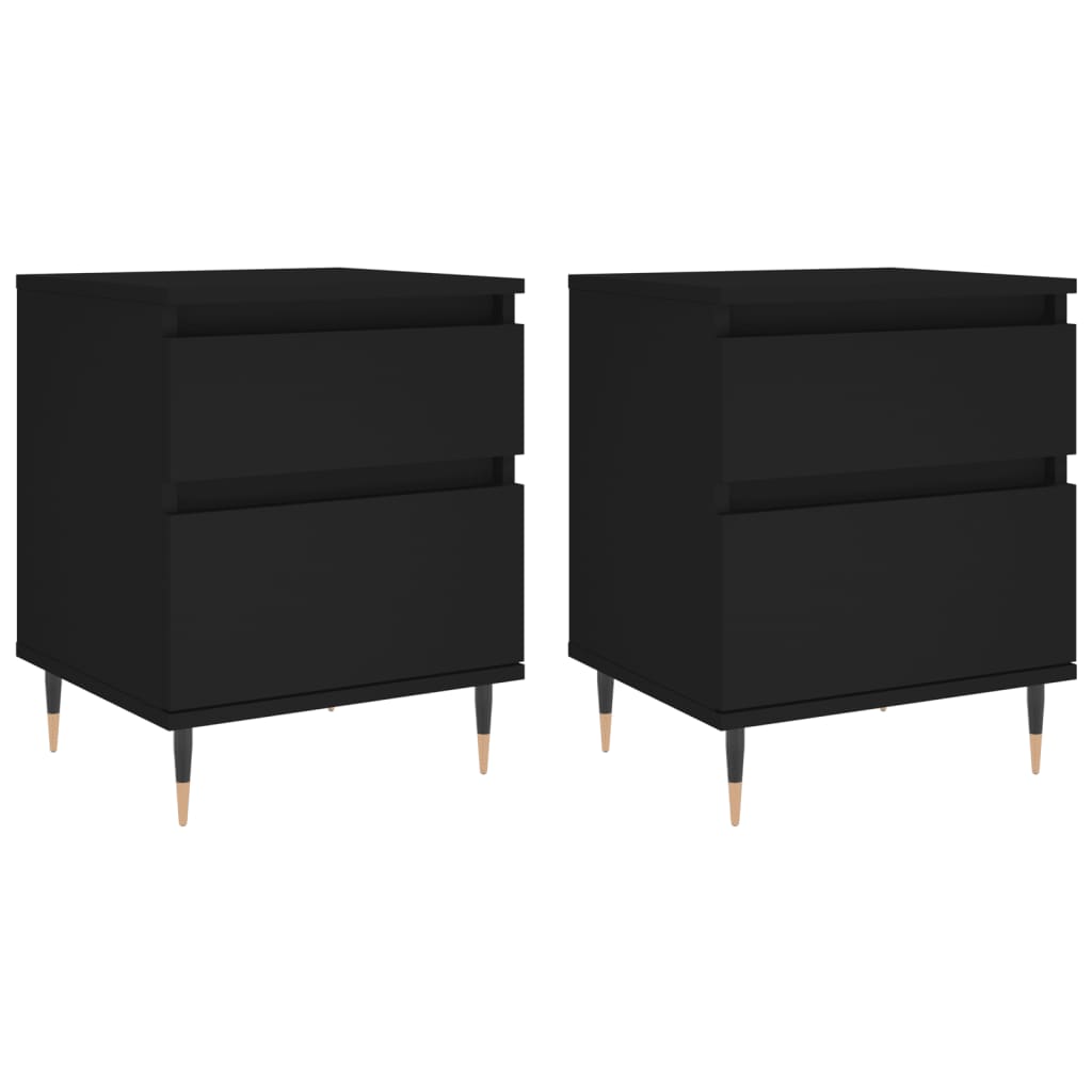 Tables de chevet 2 pcs. Noir 40x35x50 cm en bois