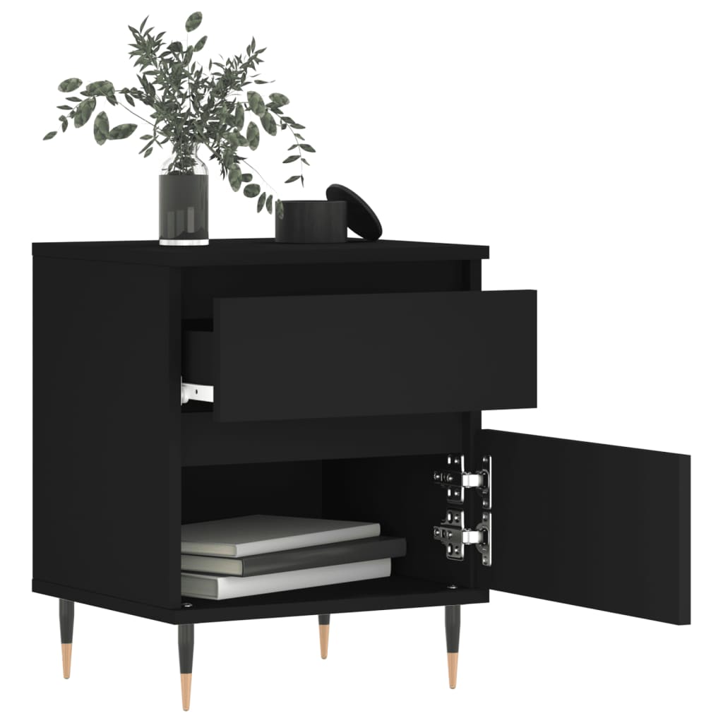 Tables de chevet 2 pcs. Noir 40x35x50 cm en bois