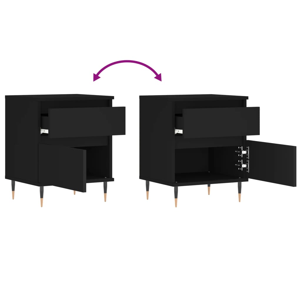 Tables de chevet 2 pcs. Noir 40x35x50 cm en bois