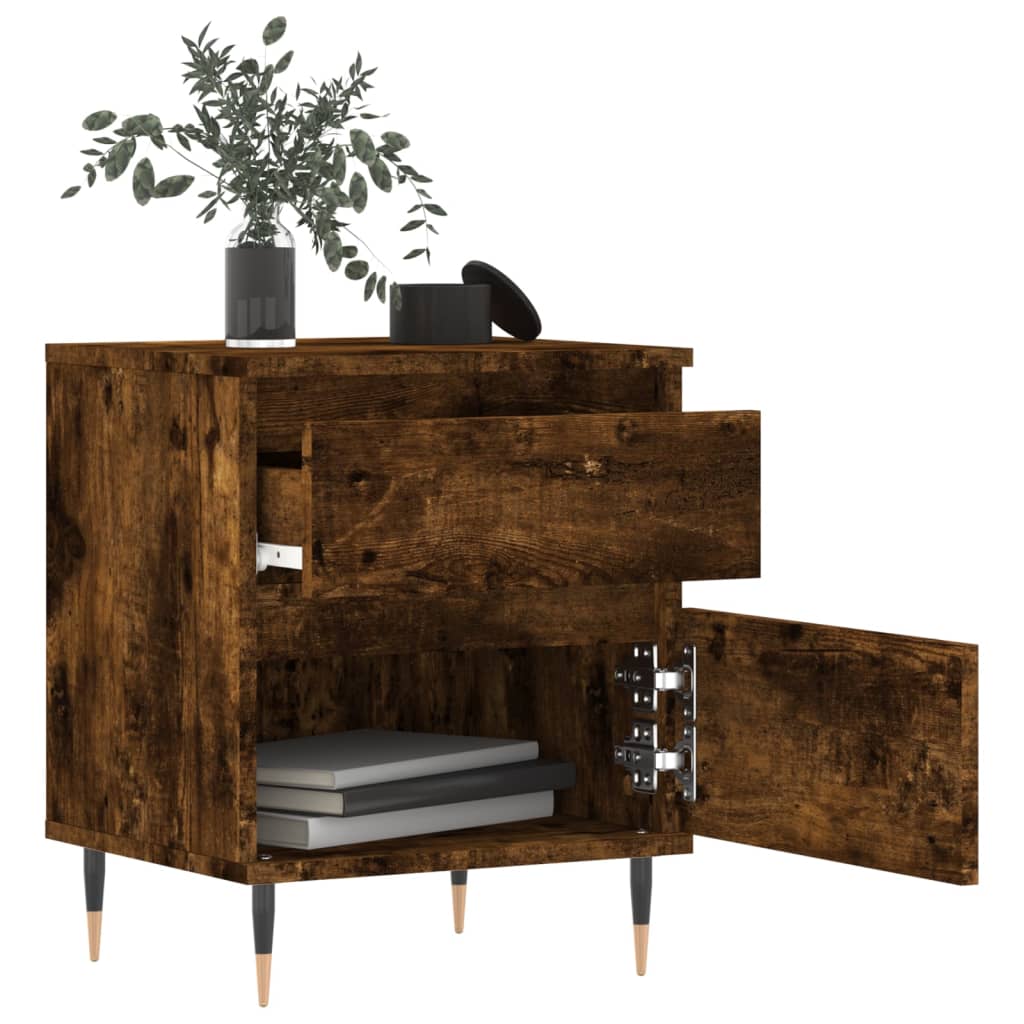 Bedside table smoked oak 40x35x50 cm wood material